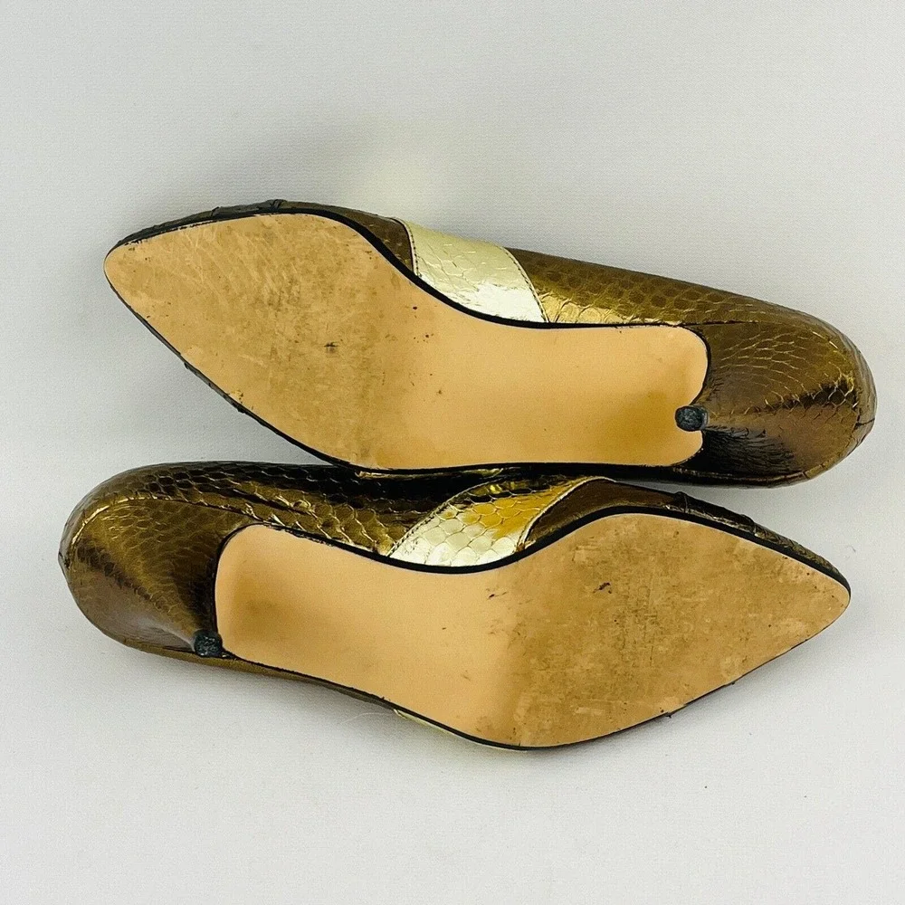 Womens‎ 6.5M Sutton Plaza Pumps Metallic Bronze Gold Copper Faux Snakeskin Heels